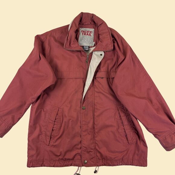 90s M hooded windbreaker by Pacific Trail, vintage burgundy outdoors mens jacket - Picture 9 of 10
